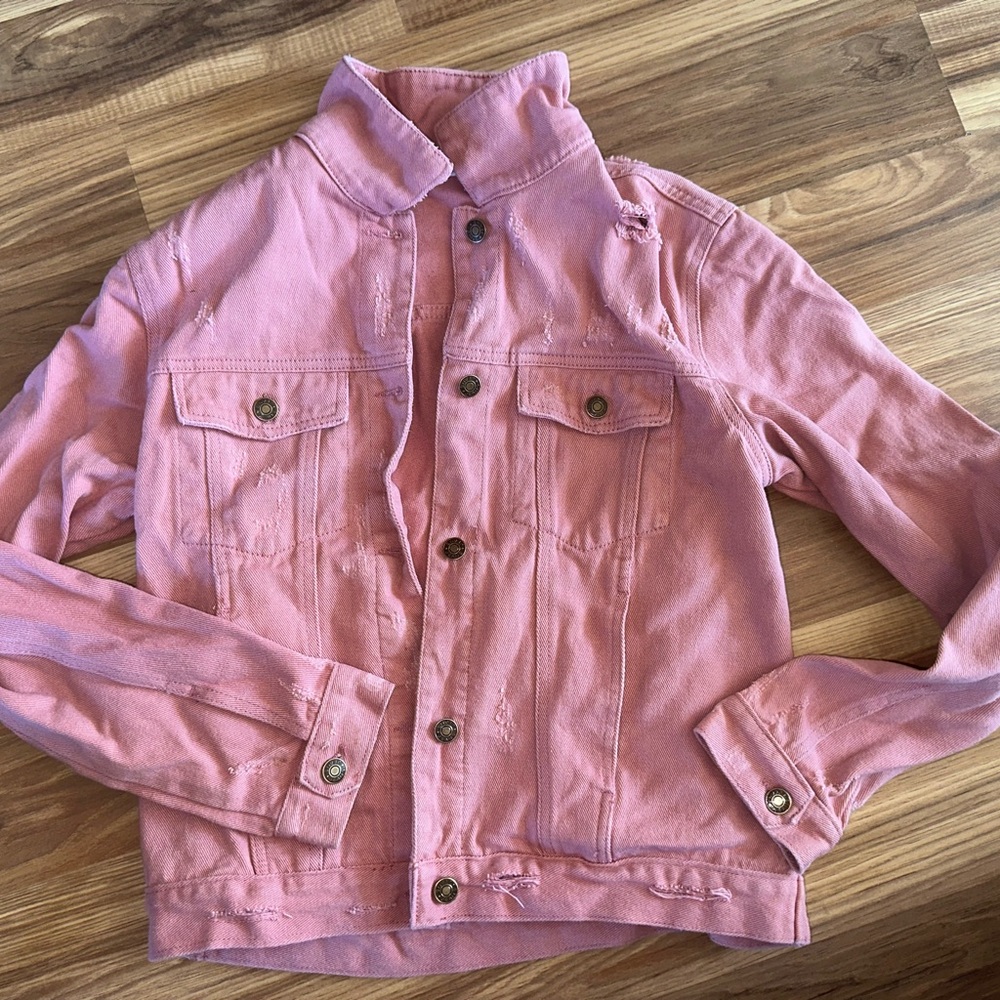 Amazon Essentials Light Pink Jean Jacket - image 1